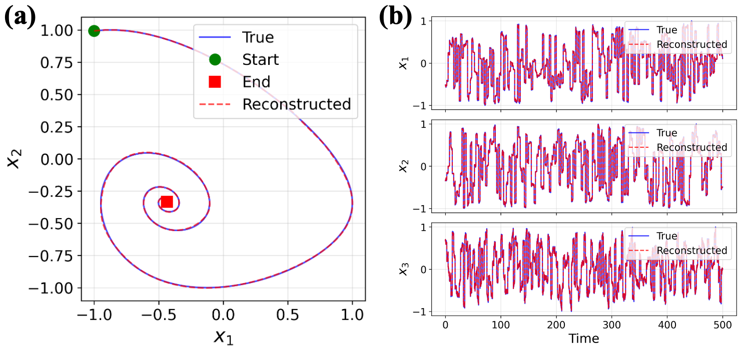 Comparison of ground truth and reconstructed dynamics